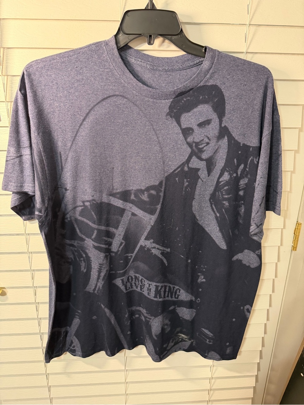 Graphic Crew Neck T-Shirt - Heather Navy Elvis